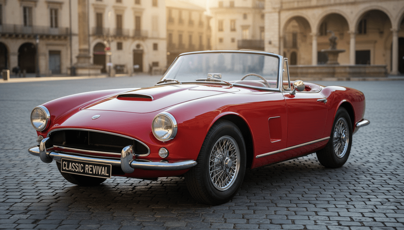 Freshly detailed luxury car with gleaming paint and polished surfaces in bright natural light