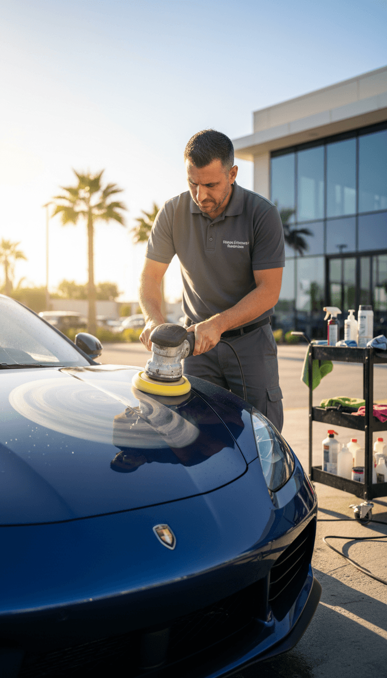 Professional car detailing in progress