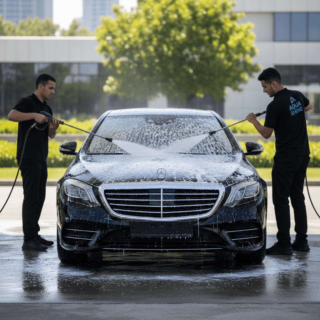 Exterior car washing and wax coating service