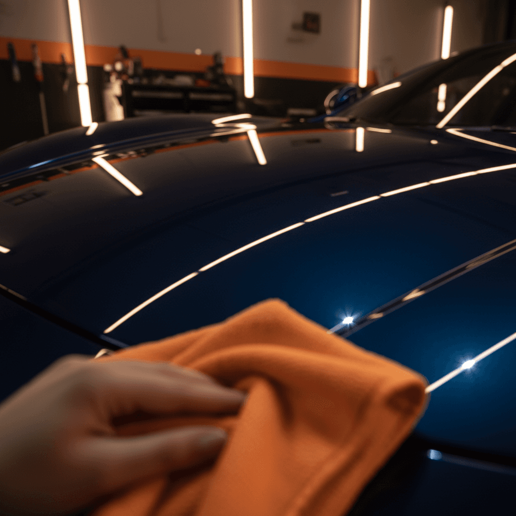 Perfectly polished car paint with deep glossy finish